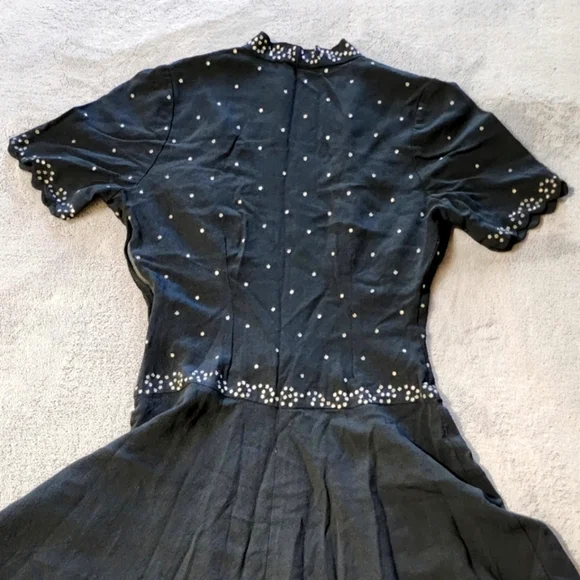 1930s -40s Vintage Rayon Crepe Gown - Picture 7 of 14